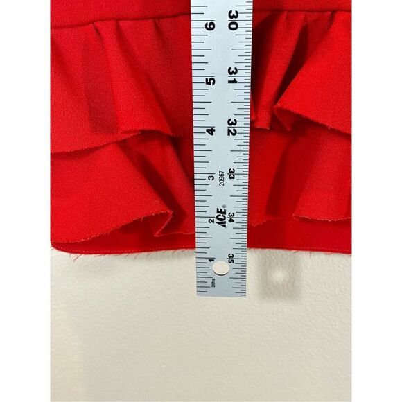 NWOT MSGM Red Short Sleeve Ruffle Detail Structured Dress Women's Size 42 8US - Picture 7 of 10